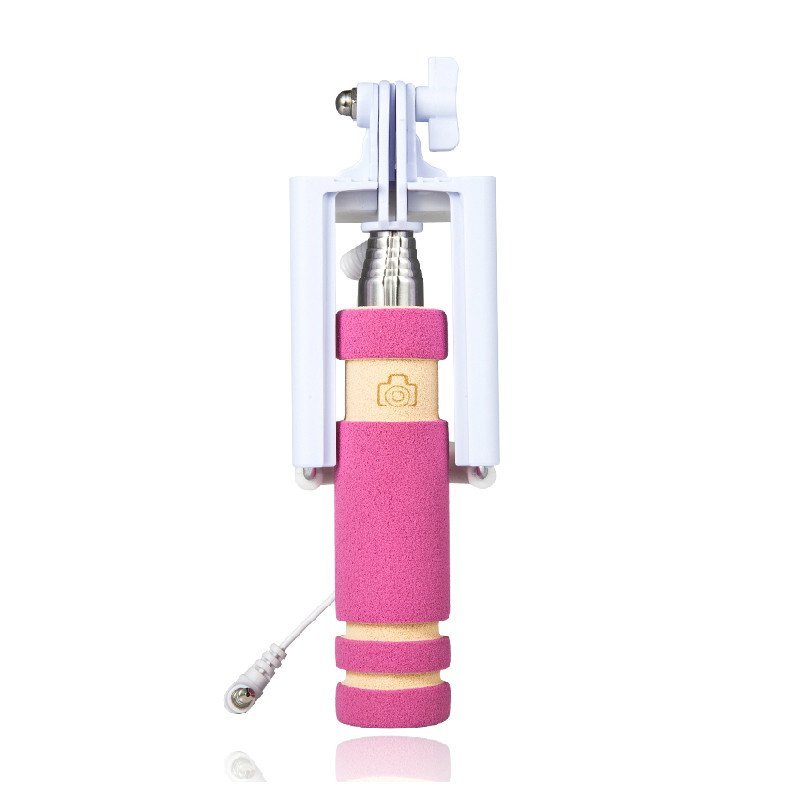 罗凡尼自拍杆手机通用 自拍杆拍照苹果6splus 5s小米自拍神器粉色