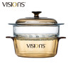 康宁(VISIONS)汤锅蒸格组合VS32+VSM24晶彩透明蒸锅玻璃3.25L汤锅+24CM蒸格2件锅具套装