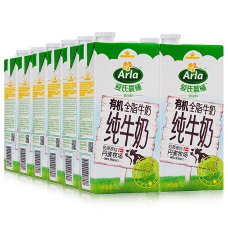 Arla爱氏晨曦 有机全脂牛奶1L*12整箱 德国进口