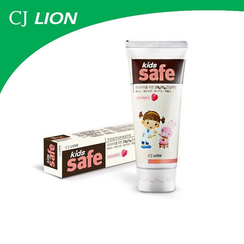 韩国进口狮王 CJ LION儿童可吞咽牙膏90g(草莓味）
