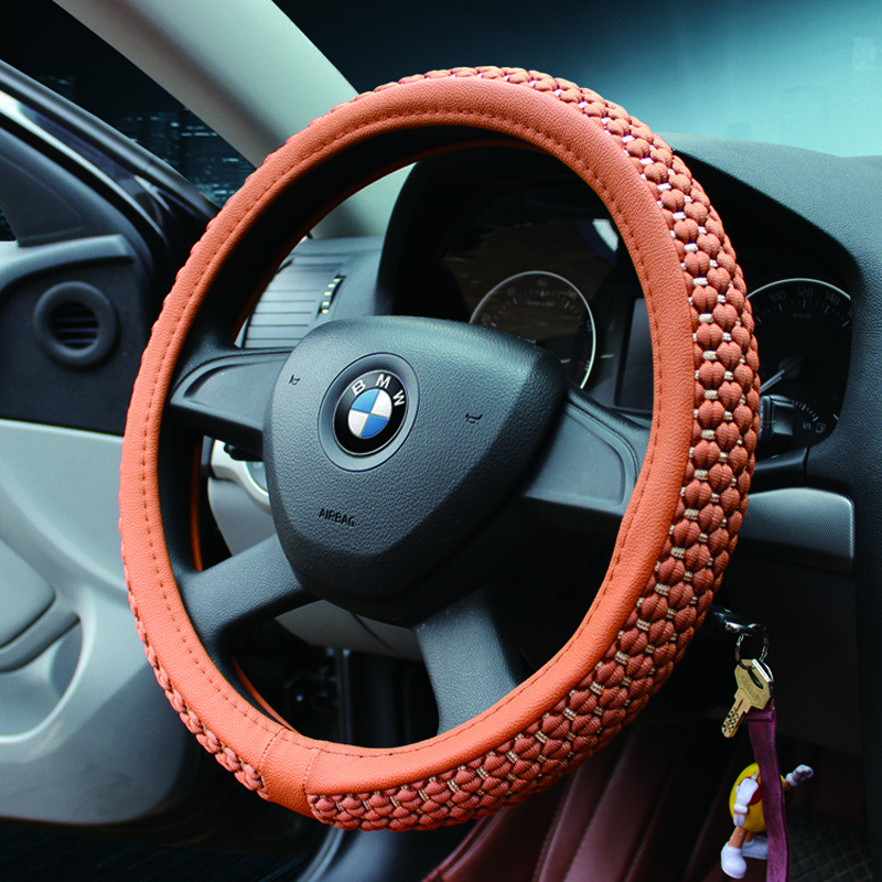 夏季冰丝方向盘套英朗动领动雷凌福克斯朗逸动瑞纳福睿斯卡罗拉新赛欧爱丽舍比亚迪F3威驰凌渡夏天汽车把套四季通用汽车方向盘套 棕色