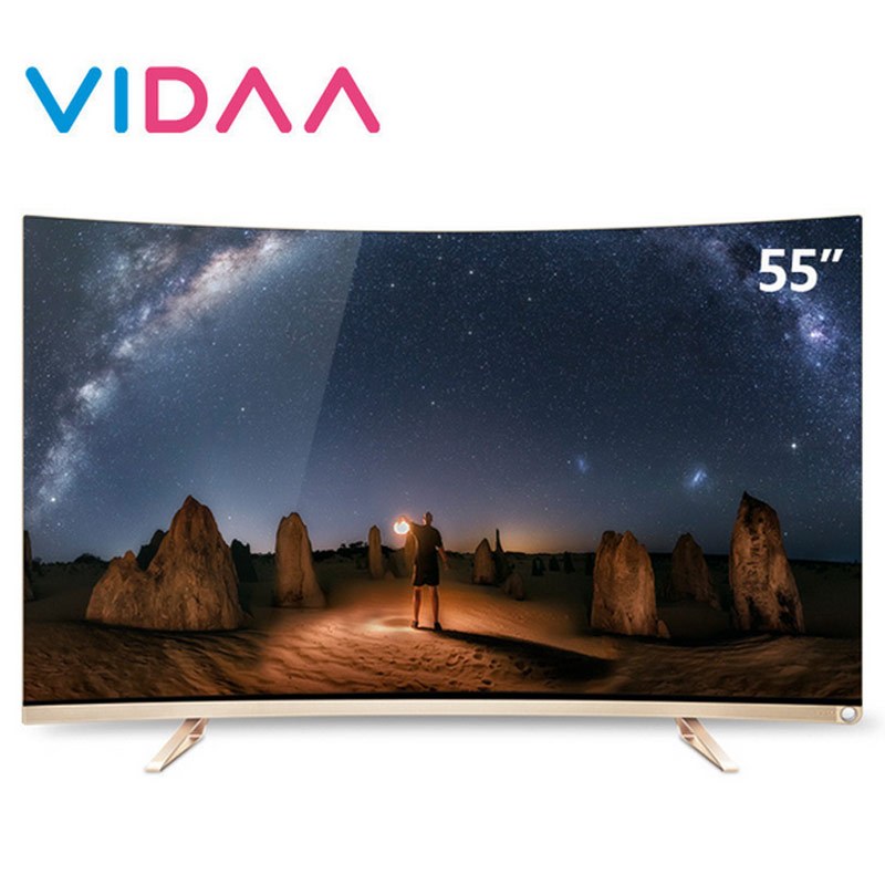 海信VIDAA（Hisense）LED55V1UC 55英寸VIDAA-TV标准版 4K超高清智能曲面电视（香槟金）
