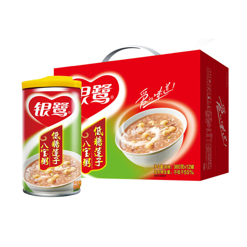 【苏宁超市】银鹭 低糖莲子八宝粥 360g*12 速食粥 （新老包装交替发货）