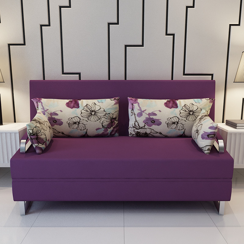 有居 uzjuz 多功能沙发床单人1米双人1.2米1.5米两用布艺小户型可折叠沙发床 紫色1.8米