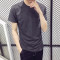 诺妮梦 夏季男士短袖T恤圆领纯色体恤打底衫韩版半袖上衣夏装男装黑白潮 165/S 深灰