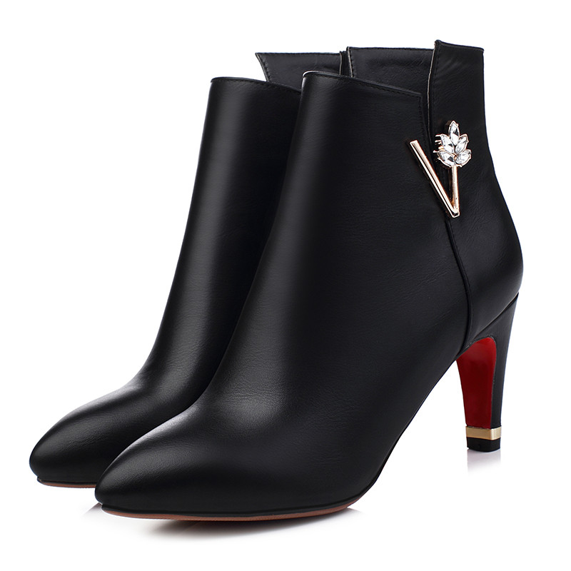 金狒狒新款韩版内增高舒适短靴中筒靴子秋冬女靴保暖厚绒雪地靴秋冬女靴 黑色 37码