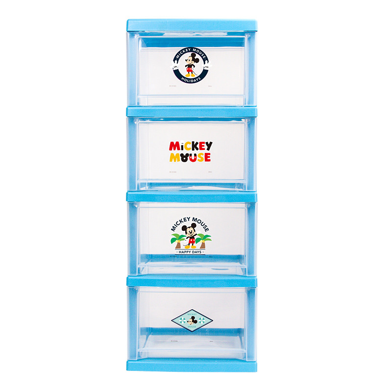 爱丽思IRIS 迪士尼四层抽屉式宽型儿童衣柜玩具零食整理收纳柜环保无味 蓝色