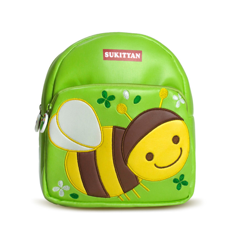 诗克恰秋季新款PU材质双肩包 刺绣卡通图案多款可选 1-3岁 绿色