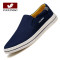 富贵鸟男鞋2016秋季低帮帆布鞋男韩版休闲懒人一脚蹬套脚驾车鞋潮1475123883341 A6440011E深蓝色 男款43