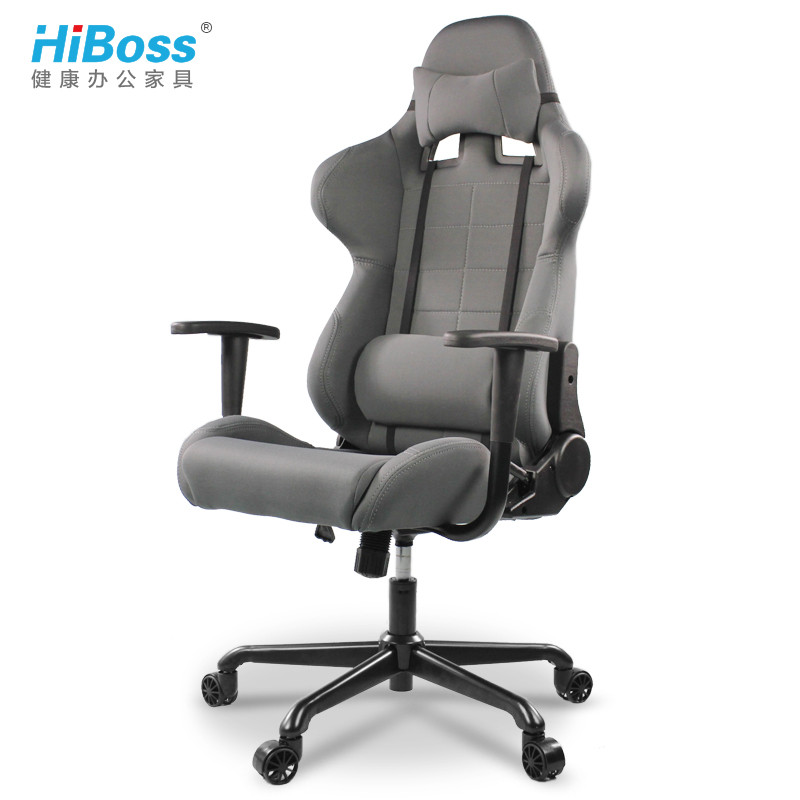HiBoss 可躺老板椅座椅赛车椅办公电脑椅升降转椅 灰色