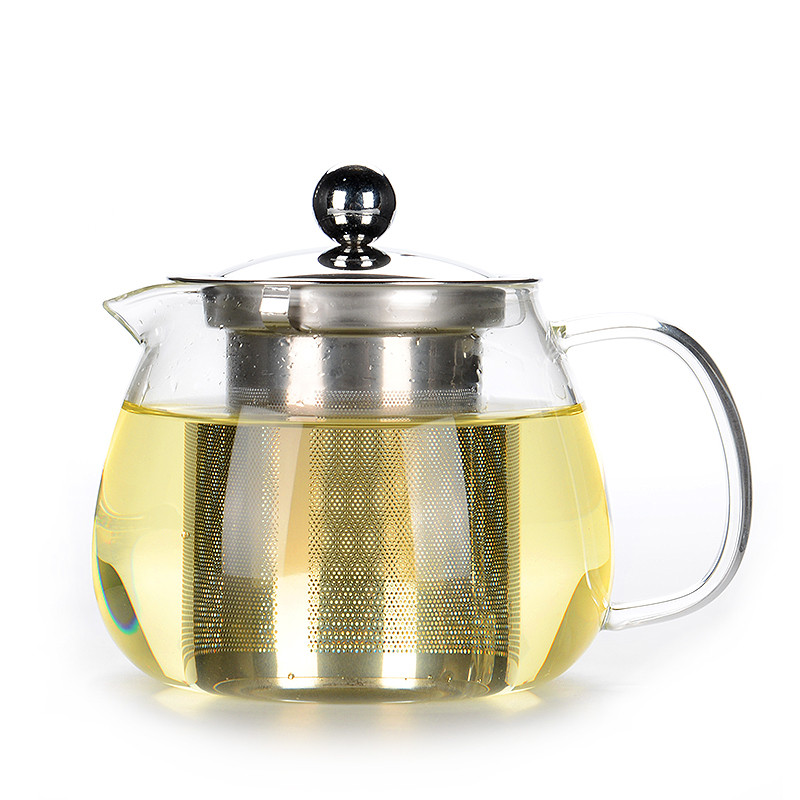 艺宏堂家用耐热高温加厚玻璃泡煮茶壶花茶红茶水具不锈钢过滤把三角壶650ml