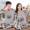 秋冬季男女士法兰绒睡衣女保暖可爱卡通熊绒质家居服套装 男款L码 HX-兔八哥情侣绒