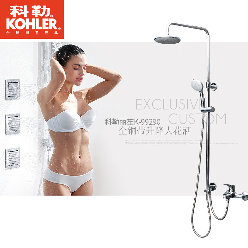 科勒淋浴柱淋浴花洒龙头丽笙浴缸双花洒龙头铜本体99290淋浴套装