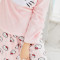 睡衣女冬季韩版法兰绒少女睡衣加厚保暖卡通猫休闲家居服套装 XL WH-粉色米奇绒