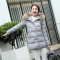 棉服女2016时尚中长款保暖棉服女毛领字母徽章休闲外套潮欧天娜 3XL 银色