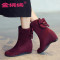 金狒狒时尚内增高舒适中筒靴女甜美保暖女靴防滑轻便秋冬女鞋 酒红色 40-43码定制不退换
