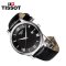 天梭TISSOT俊雅系列黑盘皮表带石英男表T063.610.16.058.00 金色