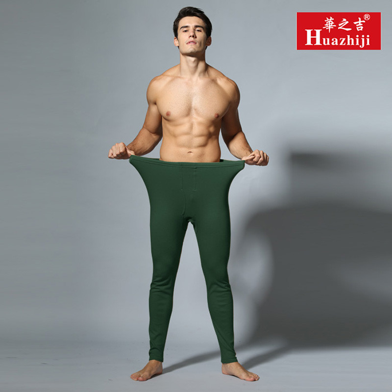 华之吉加绒保暖裤 加棉绒秋裤棉裤线裤衬裤棉毛裤保暖裤男 L（高167至172） 军绿色棉绒保暖裤