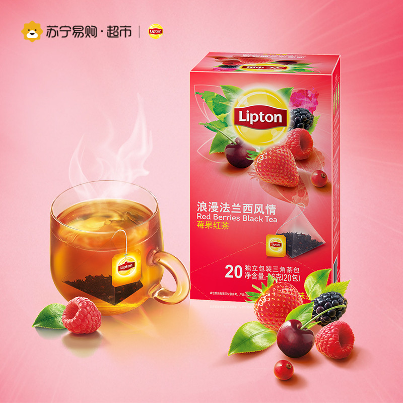 立顿浪漫法兰西风情莓果红茶调味茶20包36g