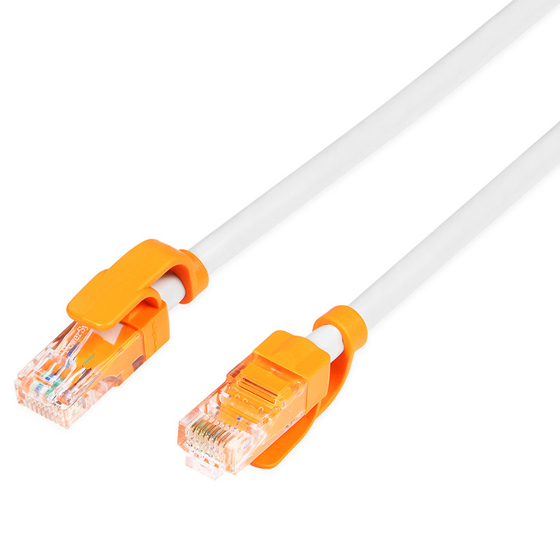 包尔星克（PowerSync）CLN5GAR8010系列 Cat5超五类网线抗摇摆圆线 双色 双绞 百兆 贝吉色配橘色头 20米CLN5GAR8200