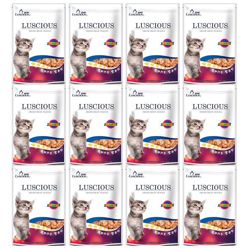 路斯宠物猫零食三文鱼肉丁35g*12袋