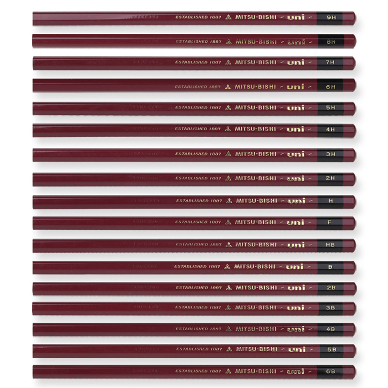 Uni系列 Uni 三菱原木杆硬度测试铅笔细微铅芯粒子17个规格可选绘图铅笔17 9h图片 高清实拍图 苏宁易购