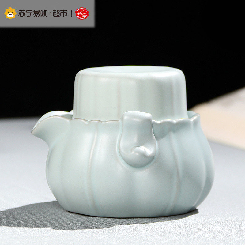 艺宏堂 汝窑开片可养瓷器陶瓷 一壶一杯 个人泡茶南瓜快客杯