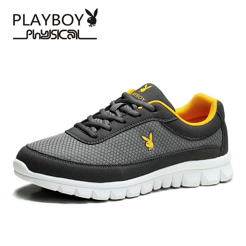 花花公子男鞋运动鞋男网鞋男士休闲鞋男跑步鞋男潮鞋秋季旅游鞋子 深灰/桔黄（双层） 42码
