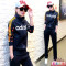 adidas阿迪达斯运动服套装女2017春秋新款修身女装长袖长裤跑步休闲卫衣两件套 M 深蓝色1811