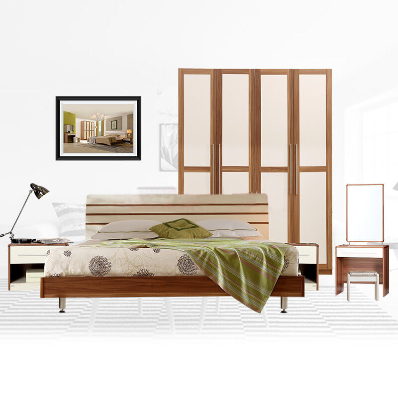 北欧板式实木床高箱储物床卧室家具双人床套装组合A008 1.8米排骨架+床垫