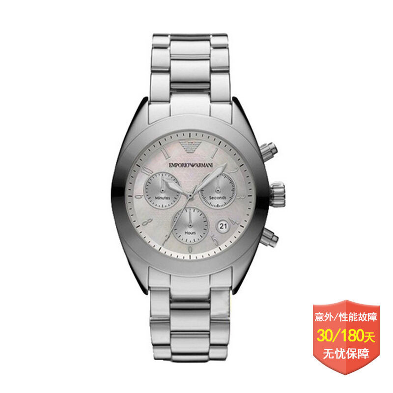 阿玛尼(EMPORIO ARMANI)手表 休闲时尚欧美品牌三眼计时精钢表带女士石英表 AR5960 AR5960