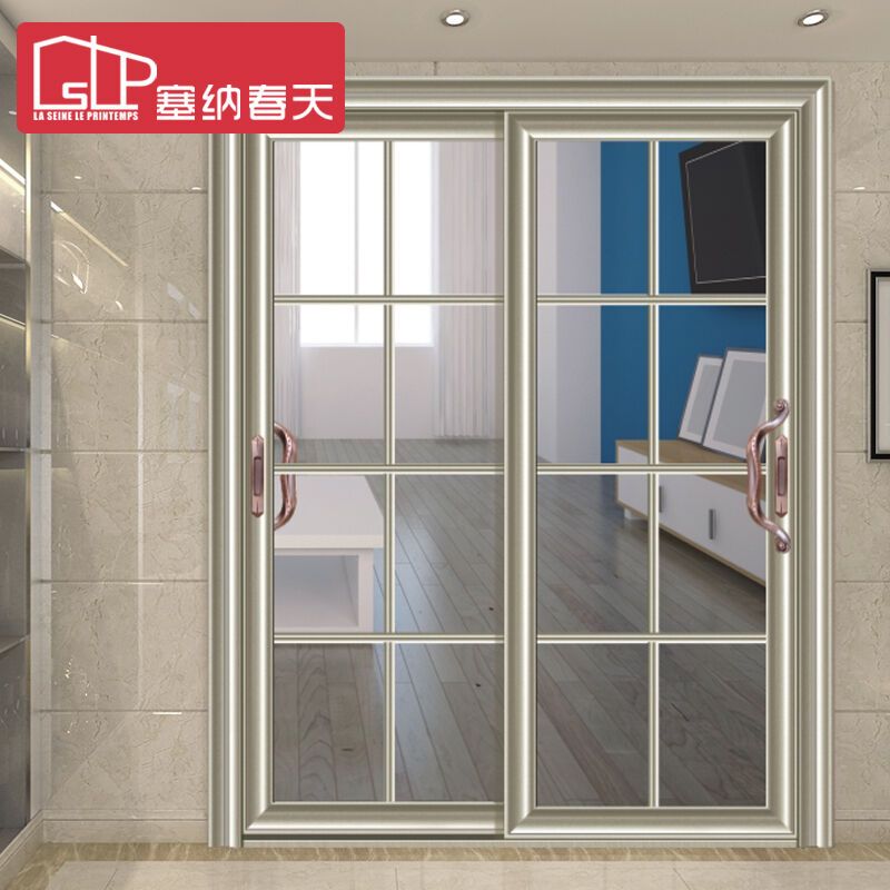 塞纳春天 推拉门厨卫门钛镁铝合金玻璃门 厨房卫生间门 型号 SNCT-3101 电泳红木纹