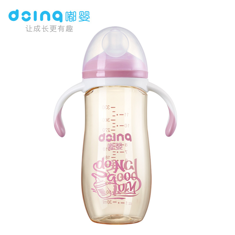 嘟婴企鹅型PPSU带手柄自动吸奶瓶DY-001-180ML-粉色