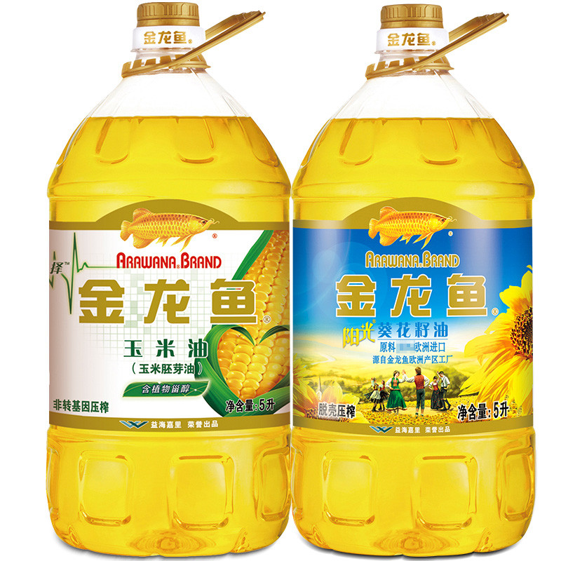 金龙鱼油压榨玉米胚芽油5l 阳光葵花籽油5l 大桶装粮油食用油家用组合