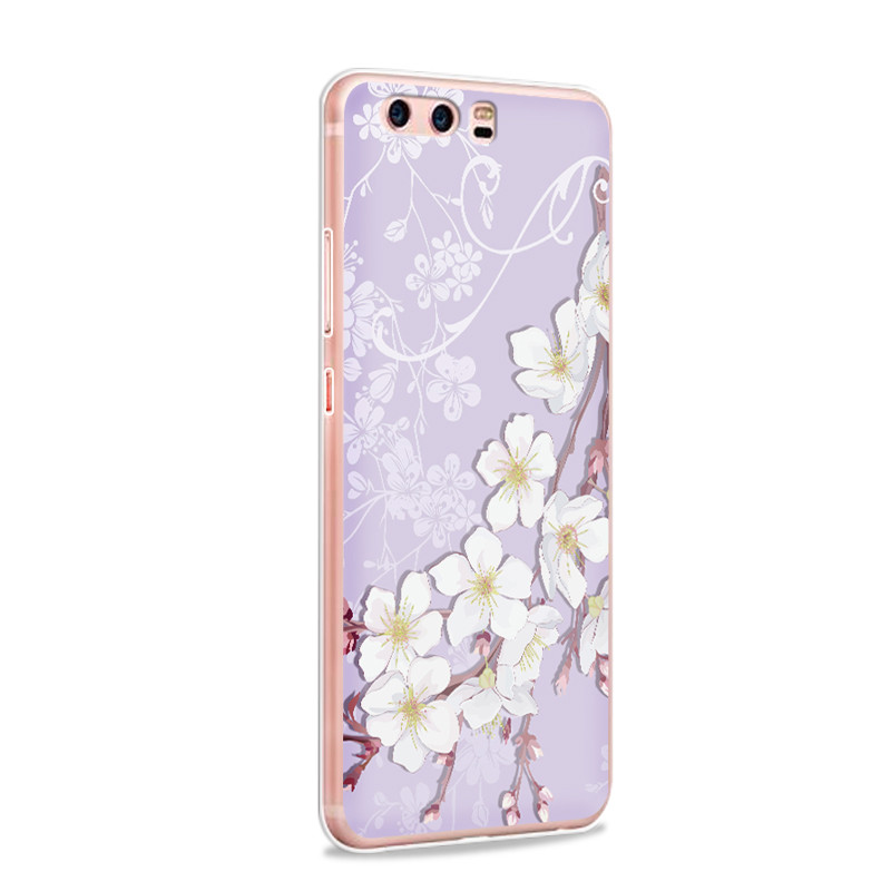 韩腾华为荣耀p10手机壳硅胶个性薄HUAWEI p10保护套女款防摔软壳 淡紫梅花