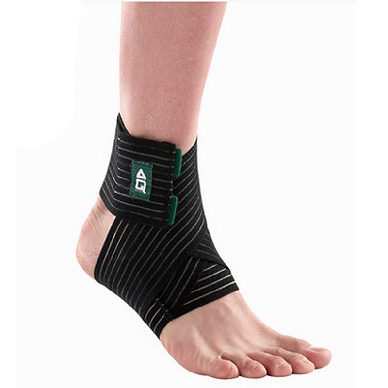 AQ护踝 H90611足踝弹性绷带 篮球足球运动绷带男女跑步护脚踝脚腕护具 均码 黑色一副