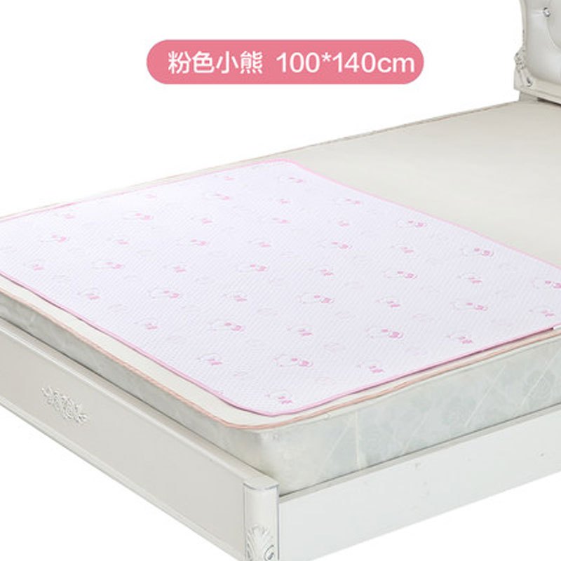 婴儿隔尿垫大透气防水可洗棉宝宝新生儿童用品月经期姨妈小床垫2017新品简约可爱印花小清新多款多色可选 粉色小熊100*140cm