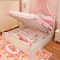 淮木（HUAIMU） 韩式田园床公主床欧式床双人床粉色实木高箱储物床 框架结构粉色雕花