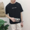魅言魅语20172017夏新款男装日系港风韩版圆领撞色英文绣花青女短袖T恤班服1489079853378 M 黑色