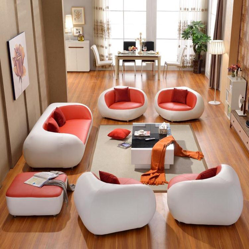 淮木（HUAIMU） 创意休闲沙发 个性单人三位简约现代真皮小户型客厅组合沙发5938 脚踏真皮不单卖