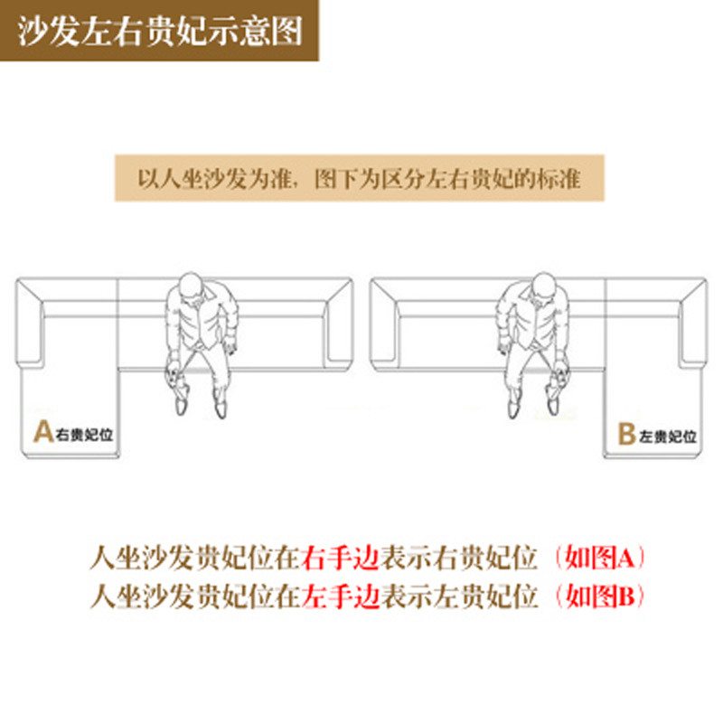 淮木（HUAIMU） 欧式转角沙发组合 法式小户型布艺皮艺贵妃双人客厅沙发8896 左右贵妃示意图