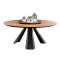 美式实木餐桌椅组合现代简约圆形餐桌铁艺圆桌饭桌6人餐桌组合 直径100cm