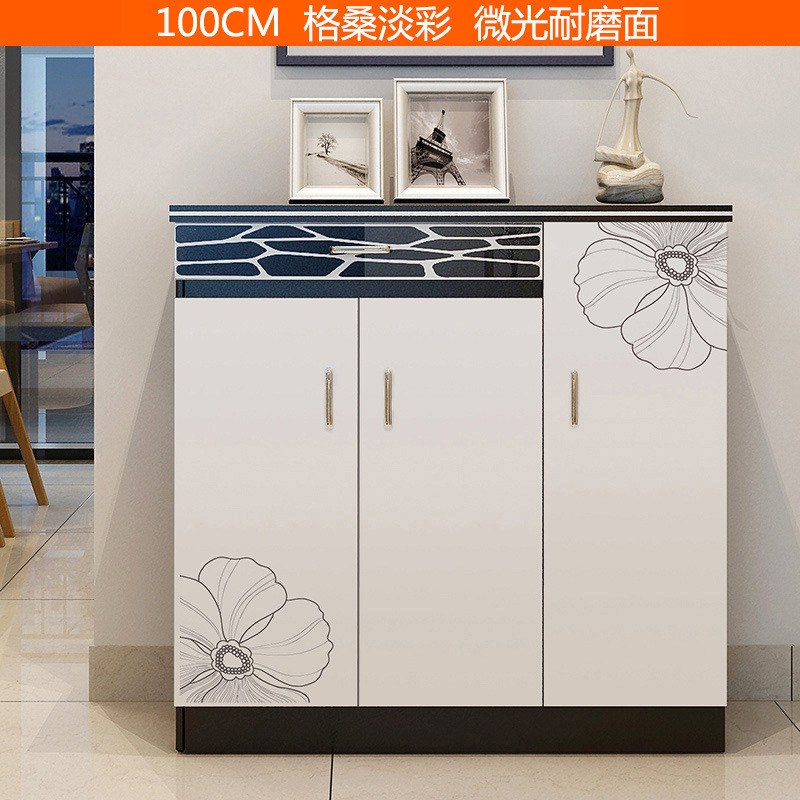 淮木（HUAIMU）美式时尚两门板木鞋柜 斗柜北欧式 门厅玄关柜复古大气百叶窗 100cm格桑淡彩204