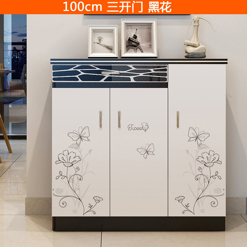 淮木（HUAIMU）创意简易鞋柜简约现代大容量烤漆超薄鞋柜家具 100CM黑花