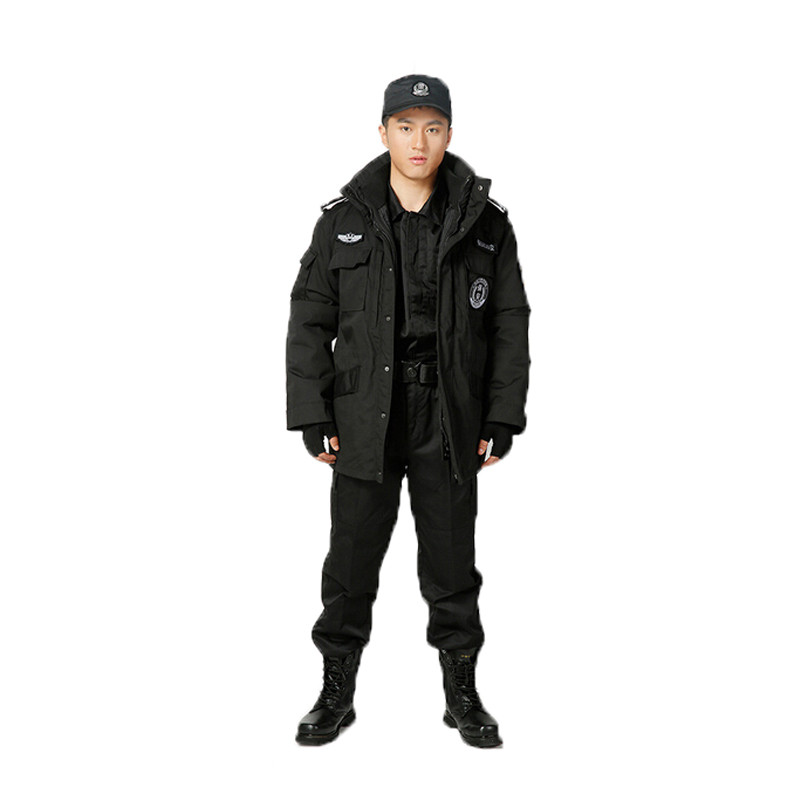 嘟嘟美倍尔 运动户外保安服防寒大衣冬季作战棉袄99作训服大衣多功能棉衣加厚外套 175 黑色