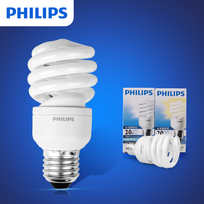 飞利浦(PHILIPS)螺旋节能灯泡E27螺口15W节能黄白光