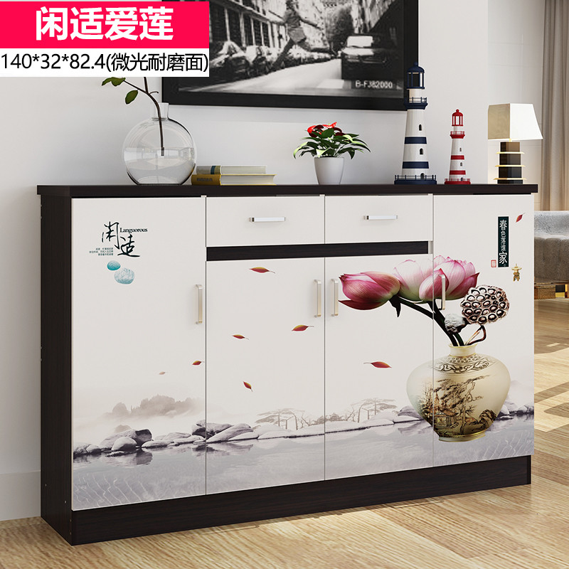 淮木（HUAIMU）鞋柜简约现代隔断柜客厅鞋柜门厅柜时尚 欧式玄关柜储物柜 140cm双斗闲适爱莲(微光耐磨面)2.1