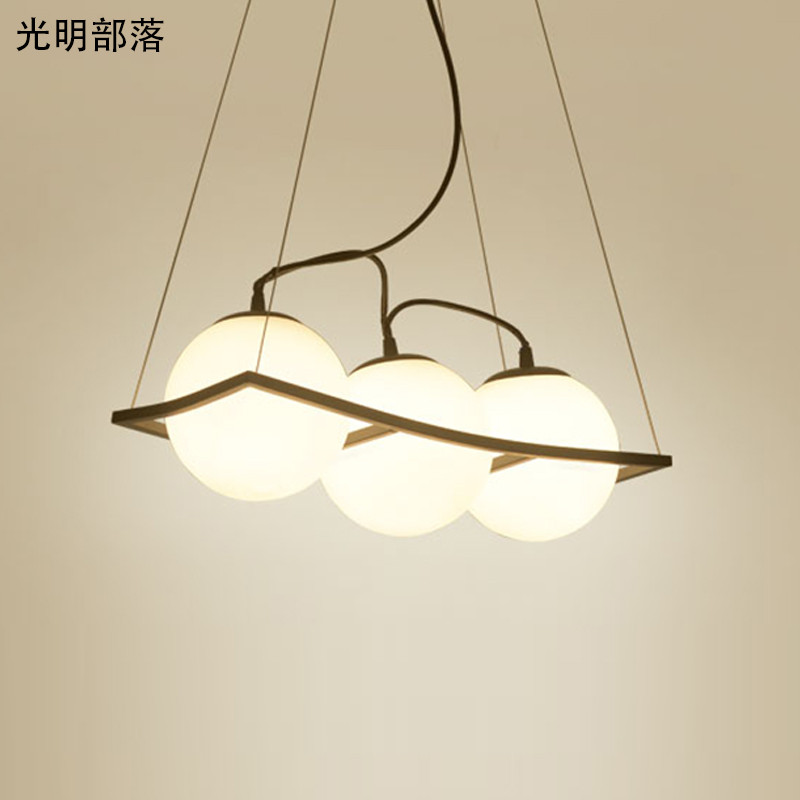 GMBL光明部落美式led吊灯北欧简约乡村客厅灯卧室灯欧式田园餐厅灯吧台灯个性创意玻璃灯具 3头送led三色灯泡