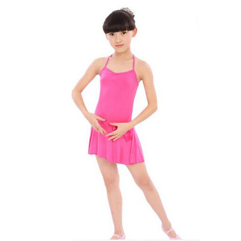 嘟嘟美倍尔 儿童连体开档形体服儿童舞蹈服练功服女童无袖吊带练功裙 吊带-玫红