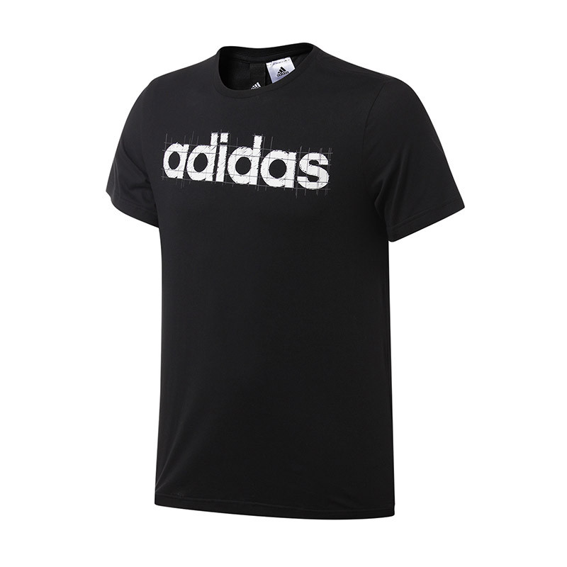 adidas阿迪达斯男子短袖T恤2018新款透气休闲运动服DT2588 黑色BK2783 M